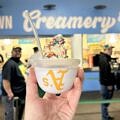 The Final Oakland A's Game-ice cream in a helmet